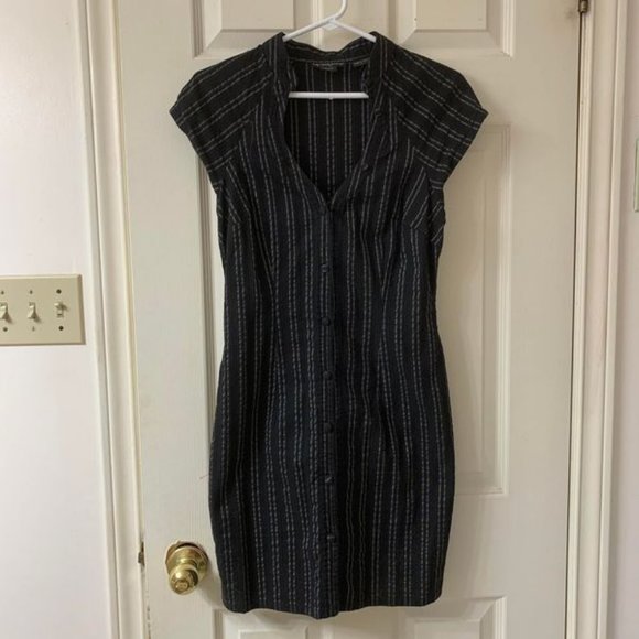 🌷3 for$25🌷Guess Jeans, US 9 (Fits Small), Black & Silver Stripe Shirt Dress - Picture 3 of 9